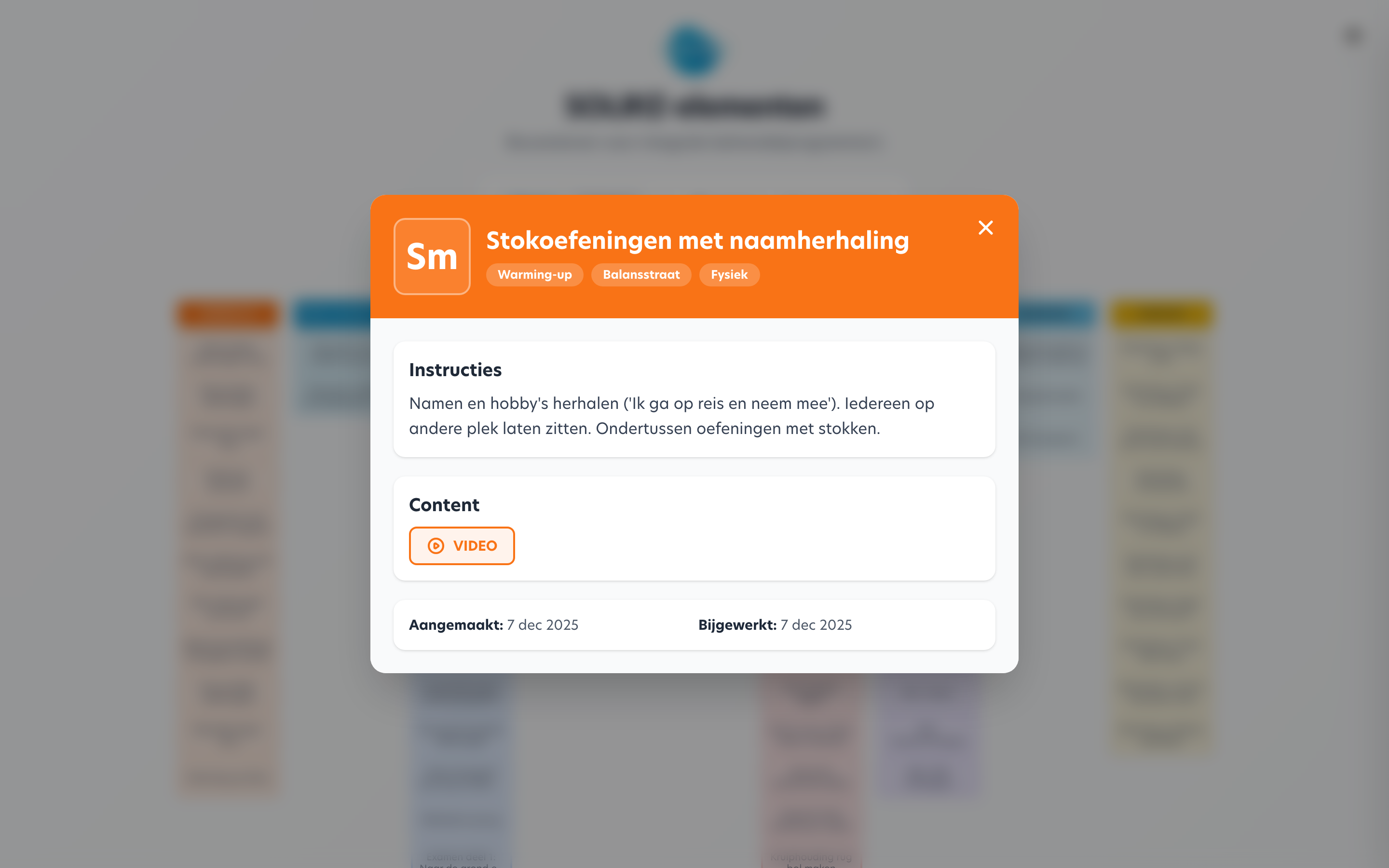 Detailweergave van een element